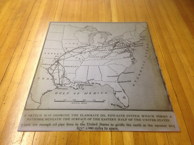 Late 1800s Map of Oil Pipeline System of the Eastern United States