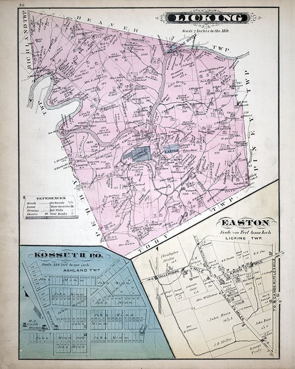 1877 Map of Licking Township Clarion County Pennsylvania Oil Wells