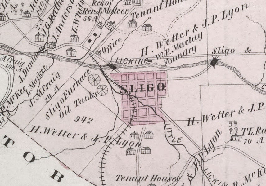 1877 Map of Piney Township Clarion County Pennsylvania Oil Wells