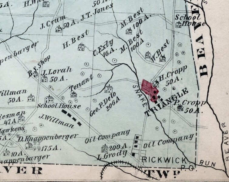 1877 Map of Salem Township Clarion County Pennsylvania Oil Wells