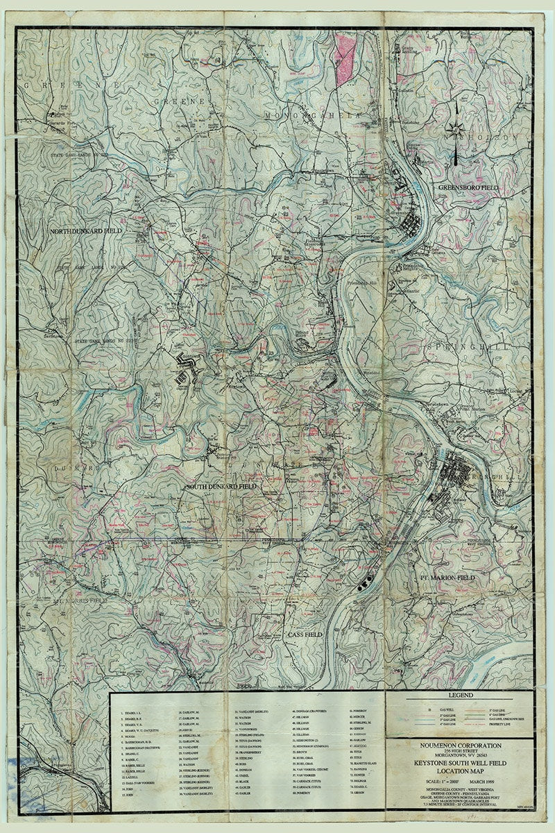 1999 Noumenon Gas Well Map Greene County Pennsylvania