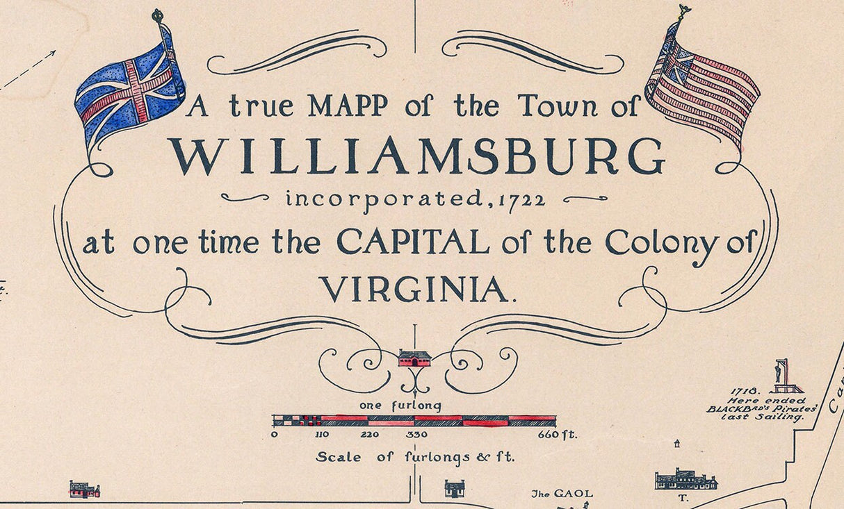 1722 Map of Williamsburg Virginia