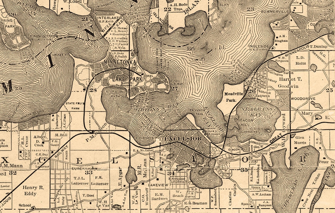 1893 Map of Lake Minnetonka Minnesota