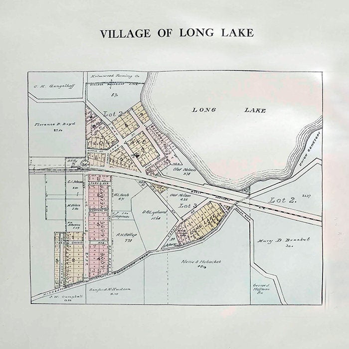 1913 Village Map of Long Lake Hennepin County Minnesota Lake Minnetonka