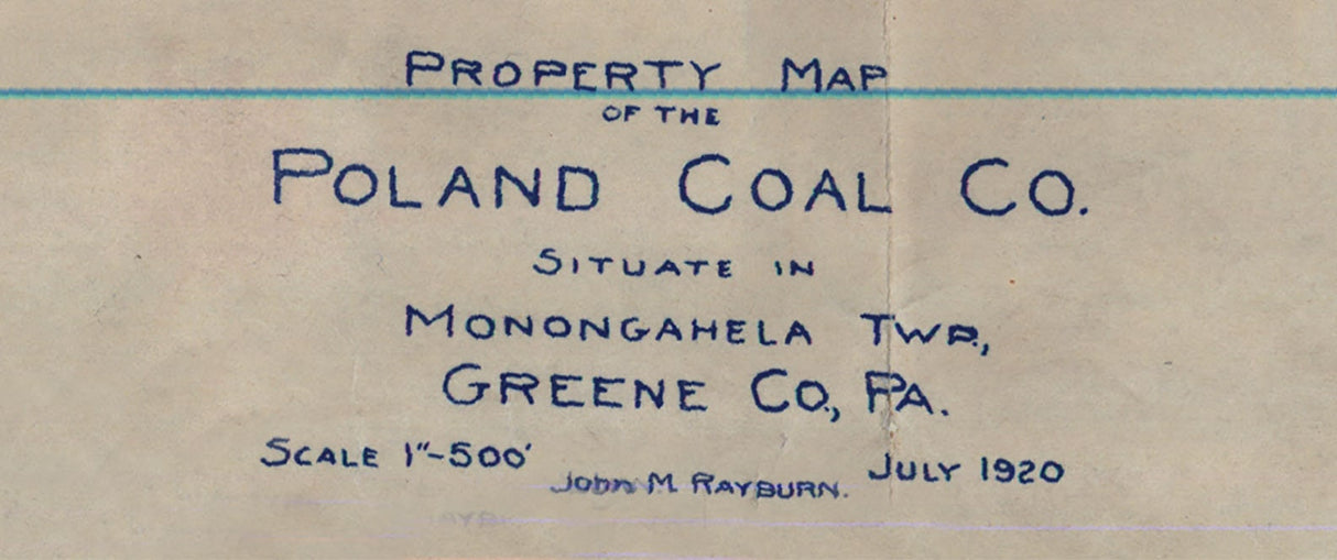 1920 Coal Mine Map of Poland Mines Greene County Pennsylvania