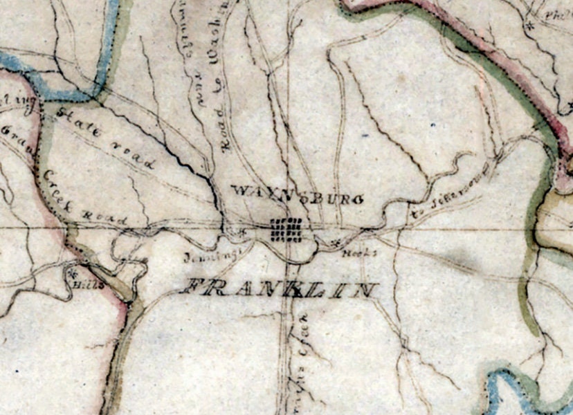 1821 Map of Greene County Pennsylvania Carmichaels Waynesburg