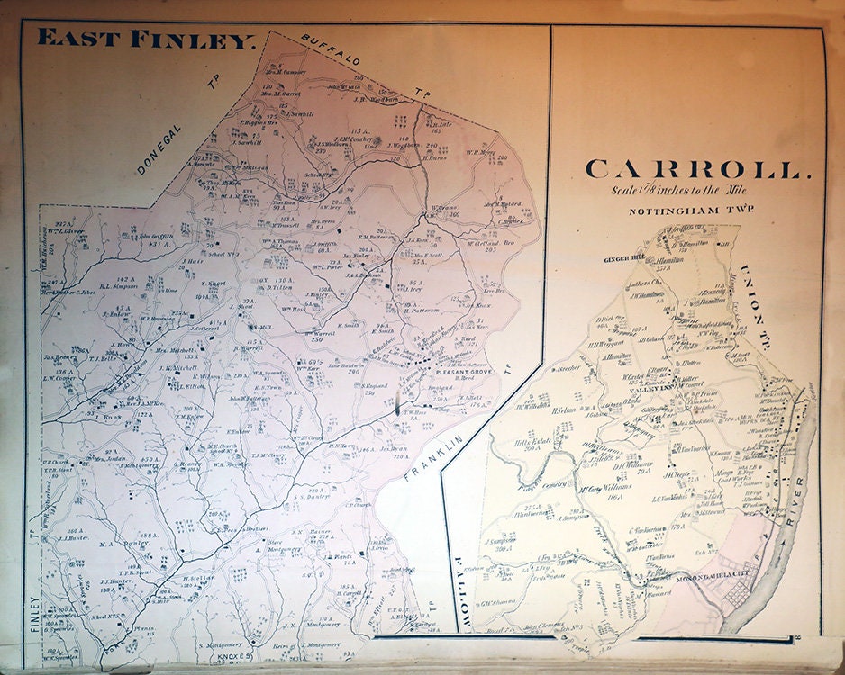 1876 Map of East Finley Township Washington County Pennsylvania