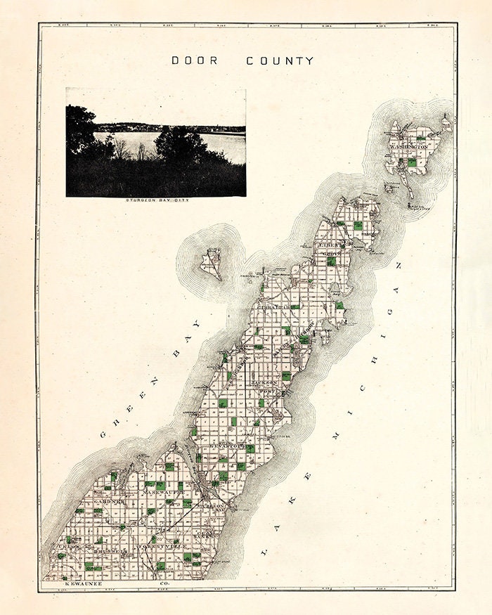 1899 Map of Door County Wisconsin