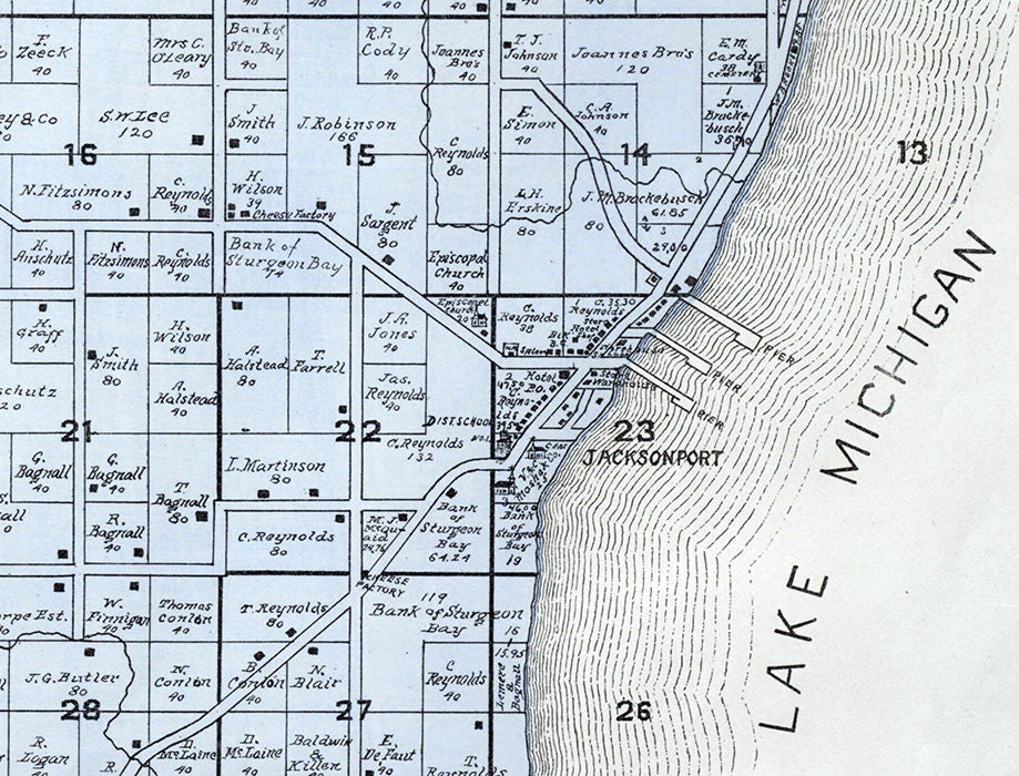 1899 Map of Jacksonport Township Door County Wisconsin