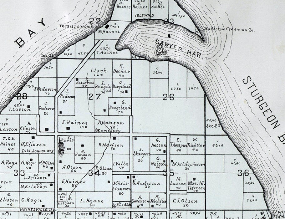 1899 Map of Nasewaupee Township Door County Wisconsin