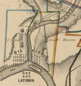 1864 Map of the great oil region of Allegheny River Venango County Pennsylvania