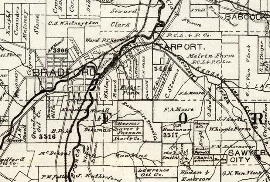 1878 Map of the Bradford or Northern Oil Region of Pennsylvania