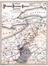 1882 Rail Road Map Pittsbug Bradford and Buffalo Railway & Oil Well Locations