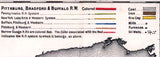 1882 Rail Road Map Pittsbug Bradford and Buffalo Railway & Oil Well Locations