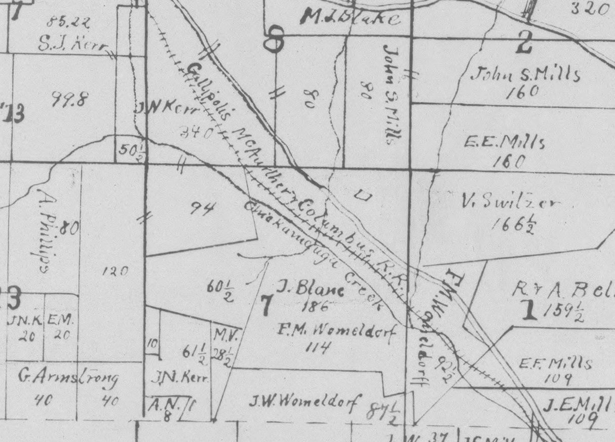 1885 Map of Gallia & Meigs County Ohio Oil Field