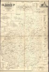 1865 Map of Clarion County PA Oil Wells Genealogy