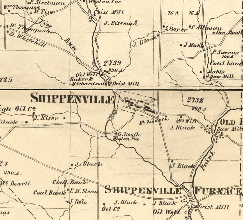 1865 Map of Clarion County PA Oil Wells Genealogy