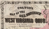 1865 Map of the Oil District of  Ohio and West Virginia showing historic oil & gas places