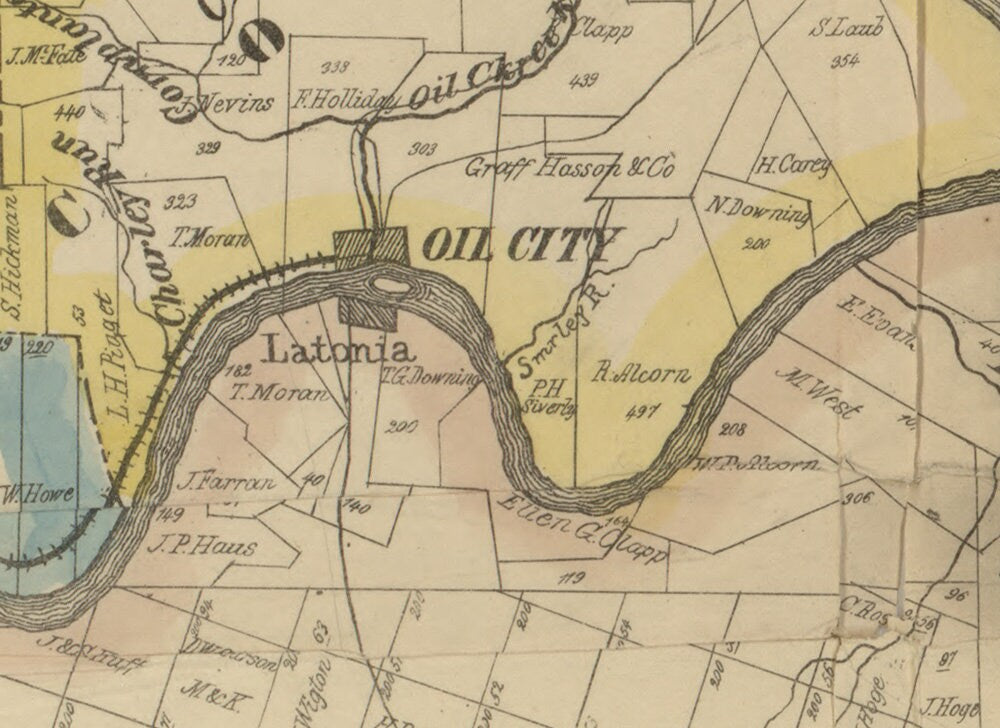 1865 Map of Venango County Oil Regions