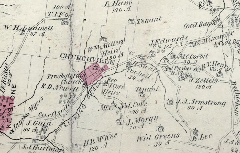 1877 Map of Monroe Township Clarion County Pennsylvania Oil Wells