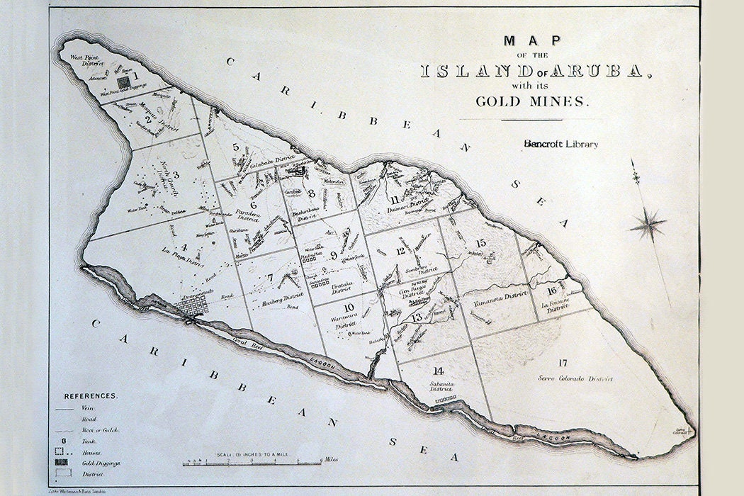 1885 Map of Aruba and its gold mines