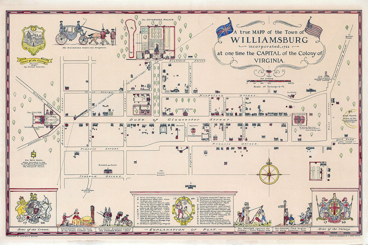 1722 Map of Williamsburg Virginia