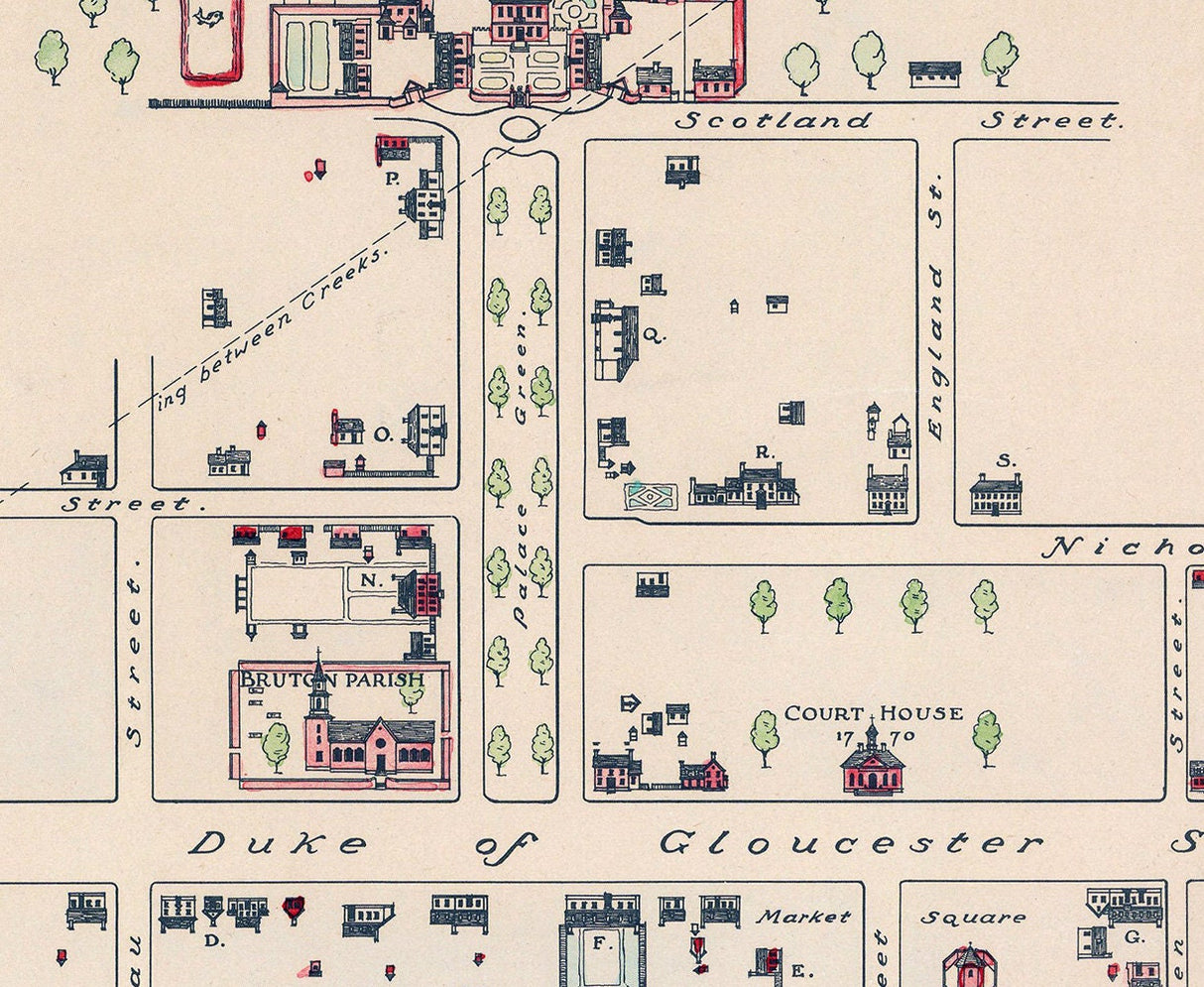 1722 Map of Williamsburg Virginia