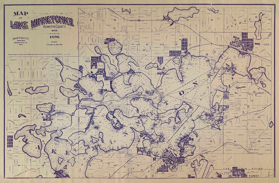 1896 Map of Lake Minnetonka Minnesota
