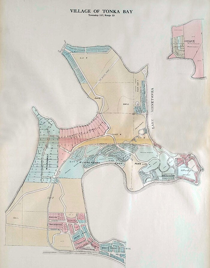 1913 Village Map of Tonka Bay Lake Minnetonka Minnesota