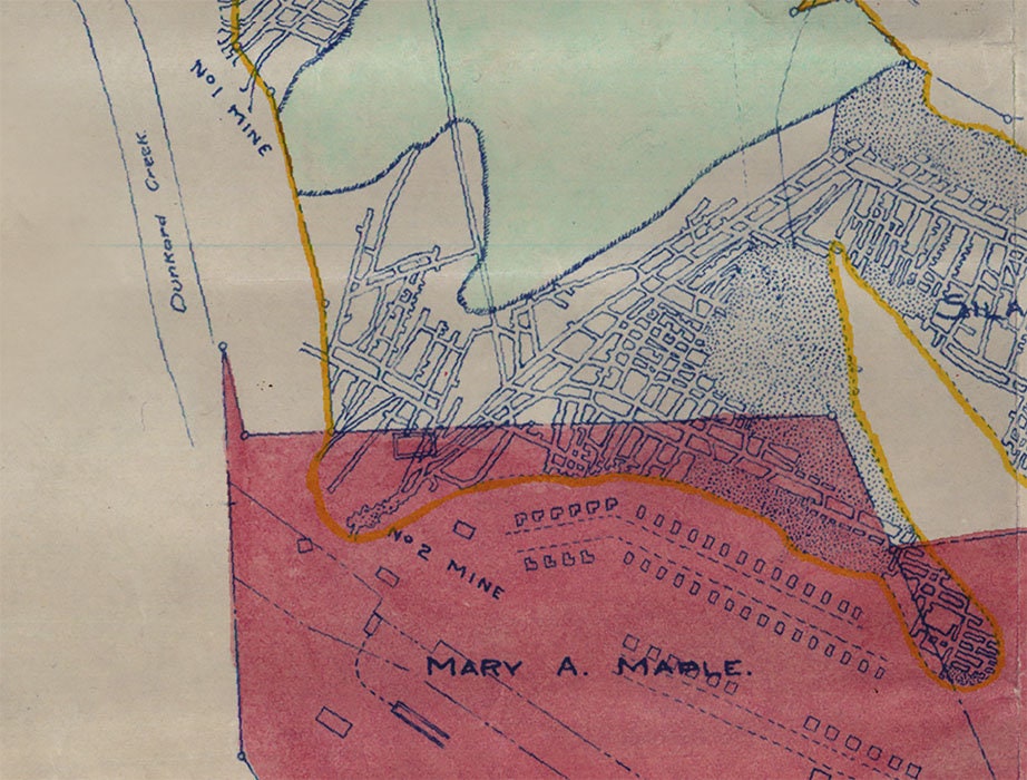 1920 Coal Mine Map of Poland Mines Greene County Pennsylvania