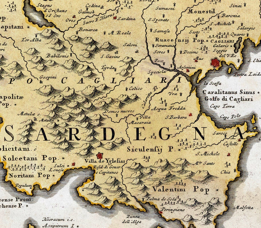 1734 Map of Sardinia Italy