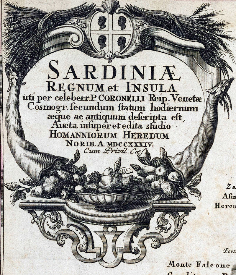 1734 Map of Sardinia Italy