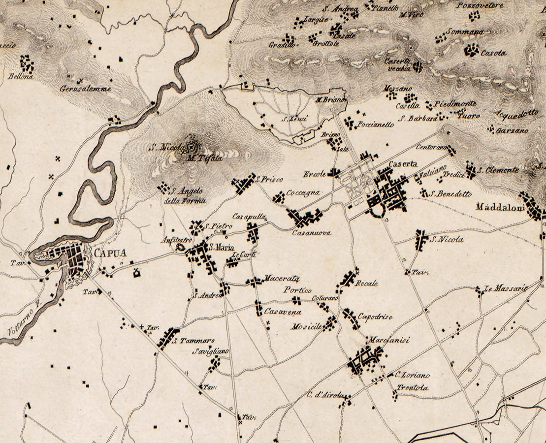 1828 Map of Napoli Italy Naples Mount Vesuvius