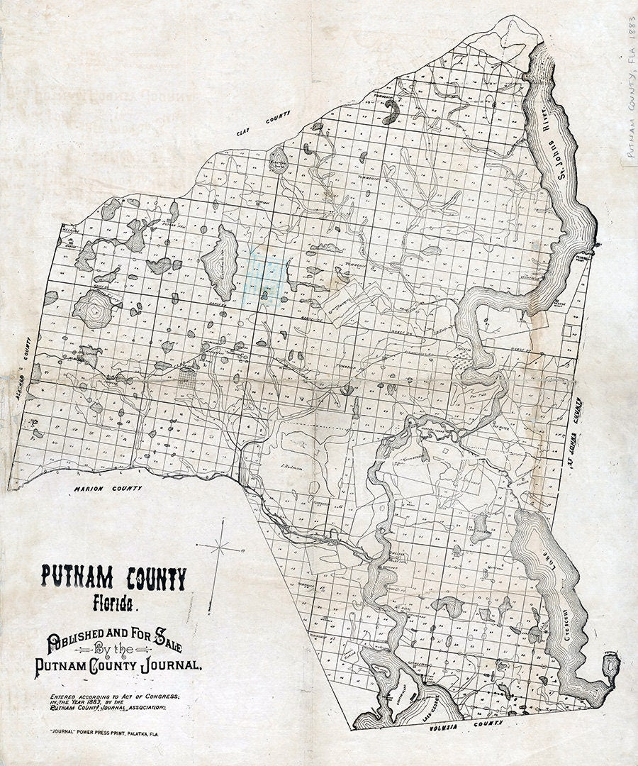 1883 Map Of Putnam County Florida