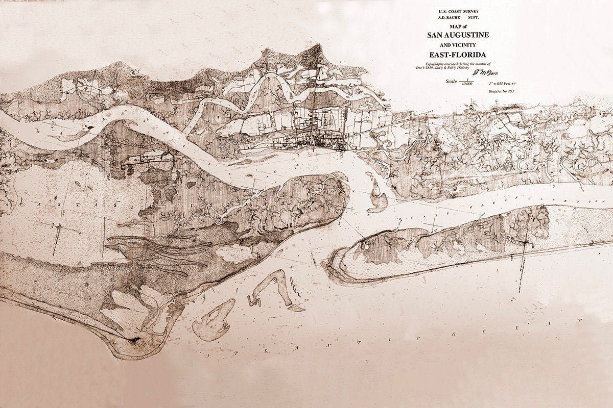 1860 Map of Saint Augustine Florida