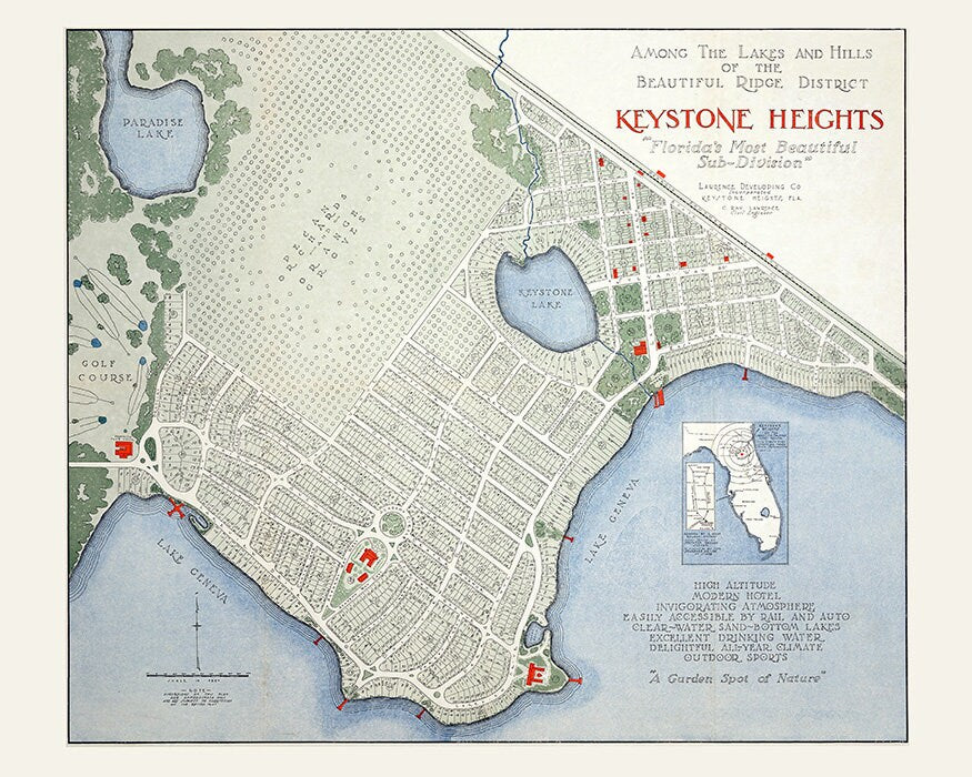 1924 Map of Keystone Heights Florida