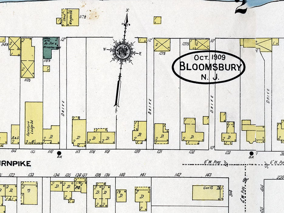1909 Town Map of Bloomsbury Hunterdon County New Jersey Sheet 2