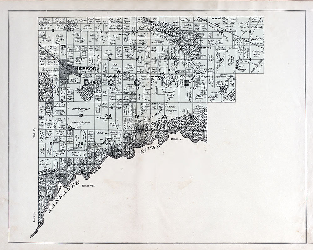 1898 Farm Line Map of Boone Township Porter County Indiana