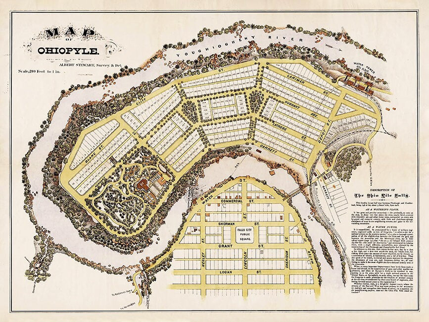 1868 Map of Ohiopyle Fayette County Pennsylvania