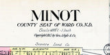 1915 Map of Minot Ward County North Dakota