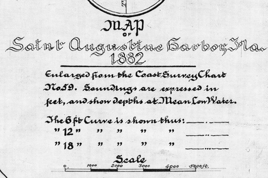 1882 Map of Saint Augustine Harbor Florida
