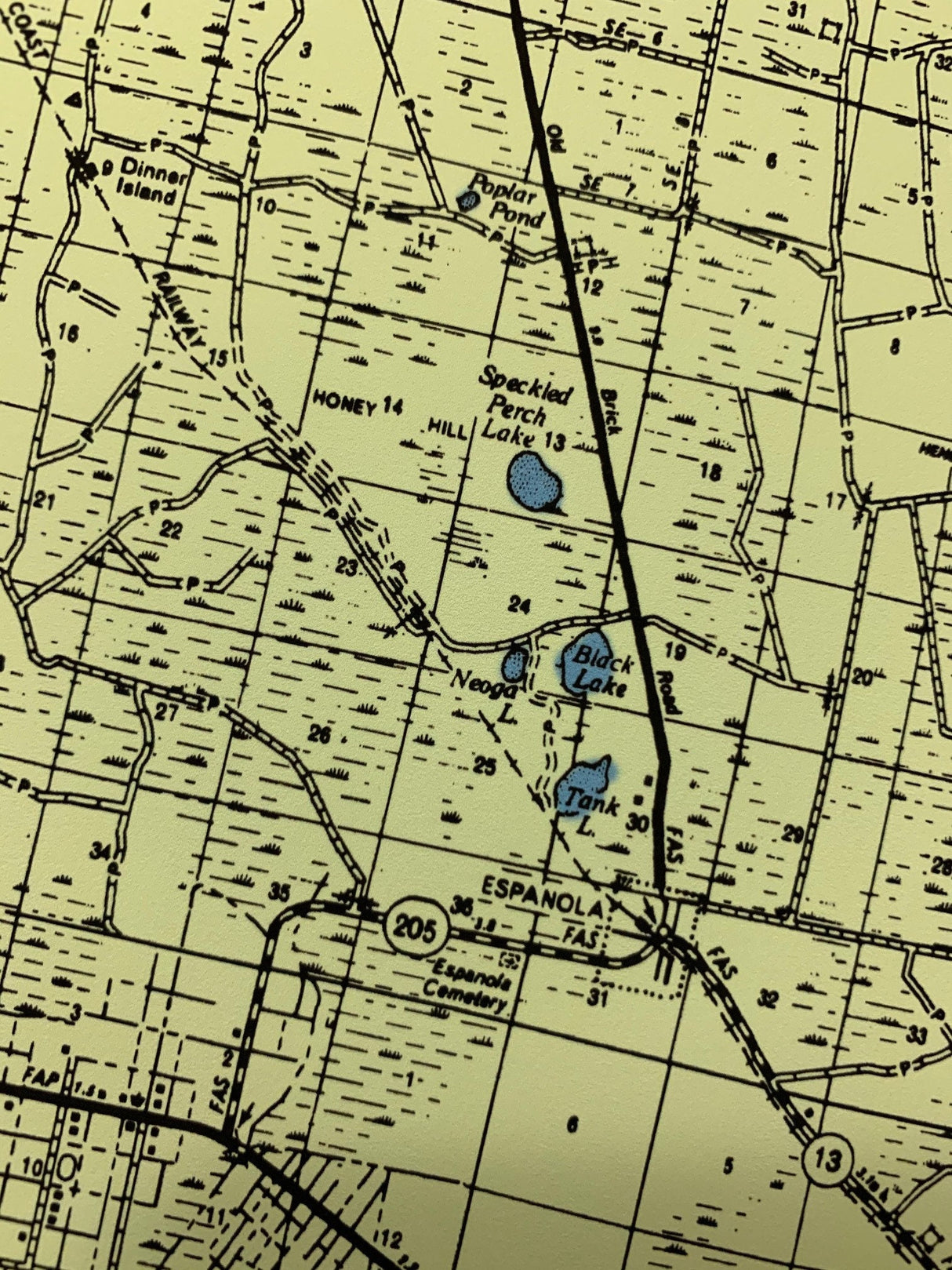 Mid 1900s Map of Flagler County Florida Framed