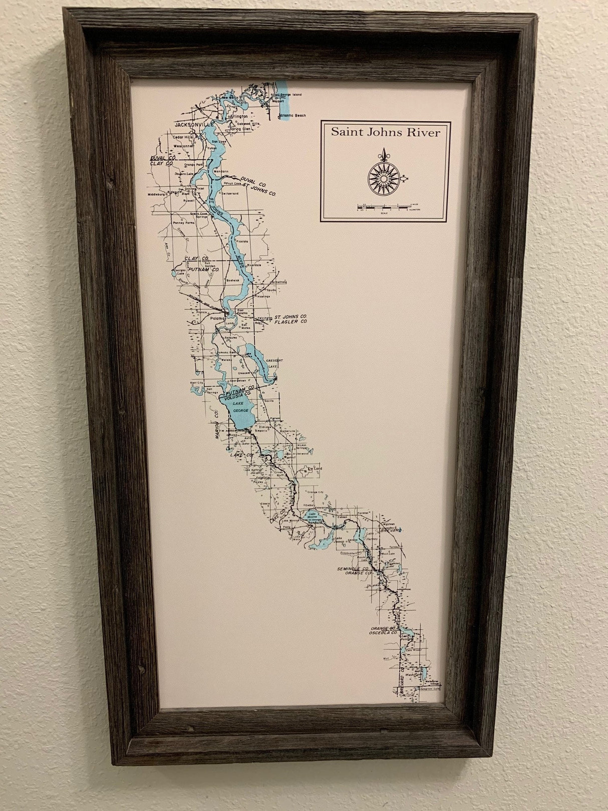 Framed Map of the Saint Johns River Florida