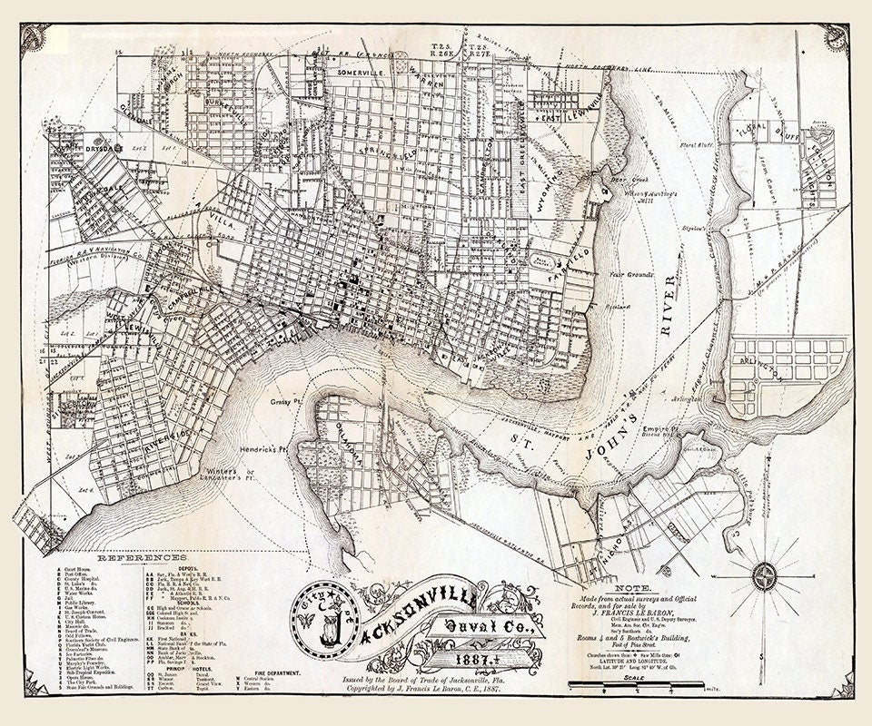 1887 Map of Jacksonville Florida