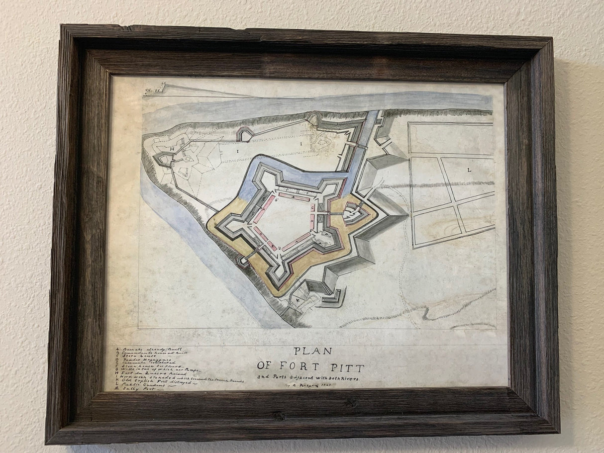 1761 Map of Fort Pitt Pittsburgh Pennsylvania Framed