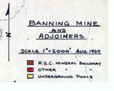 1969 Coal Mine Map of Banning Mine and Adjoiner Mines in Fayette and Westmoreland County Pa