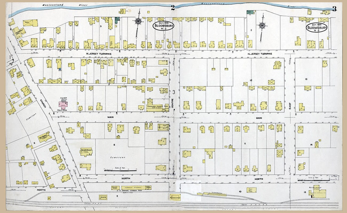 1909 Town Map of Bloomsbury Hunterdon County New Jersey Sheet 2
