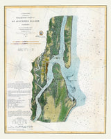 1862 Map of Saint Augustine Harbor Inlet and Islands Florida
