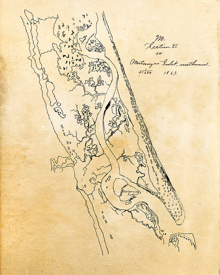 1867 Map of Matanzas Inlet Saint Johns County Florida
