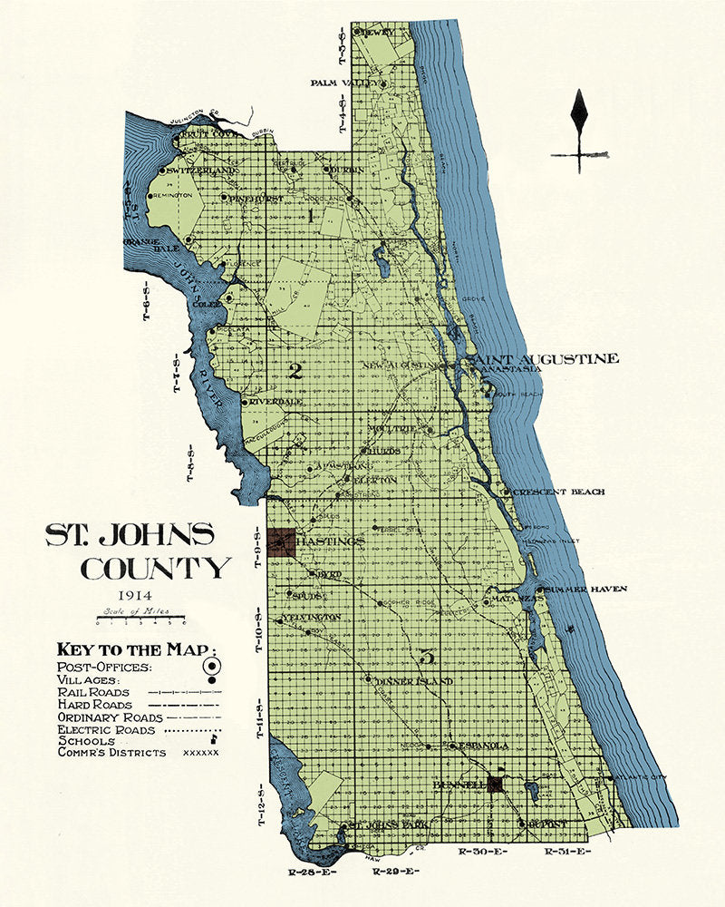 1914 Map of Saint Johns County Florida